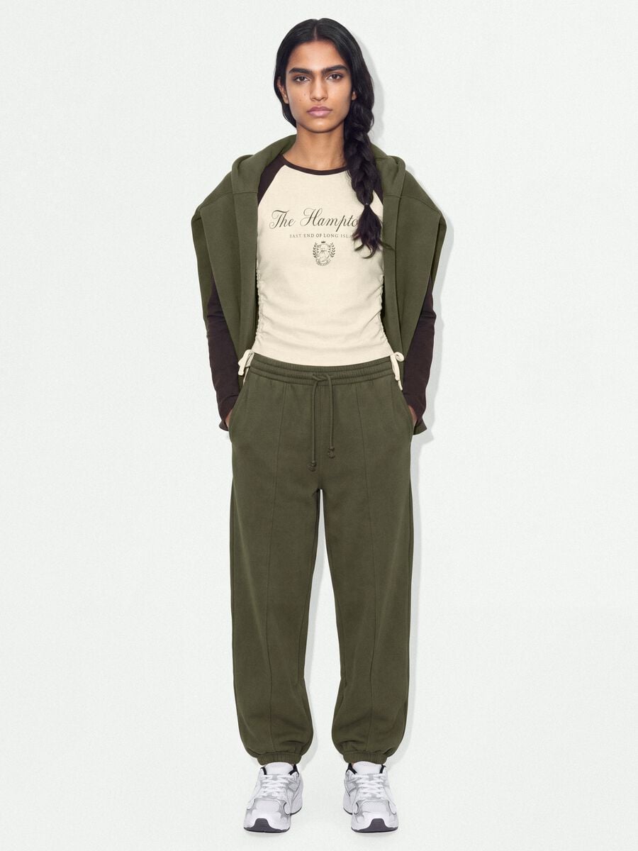 Green cotton-blend jogger trousers with drawstring_0