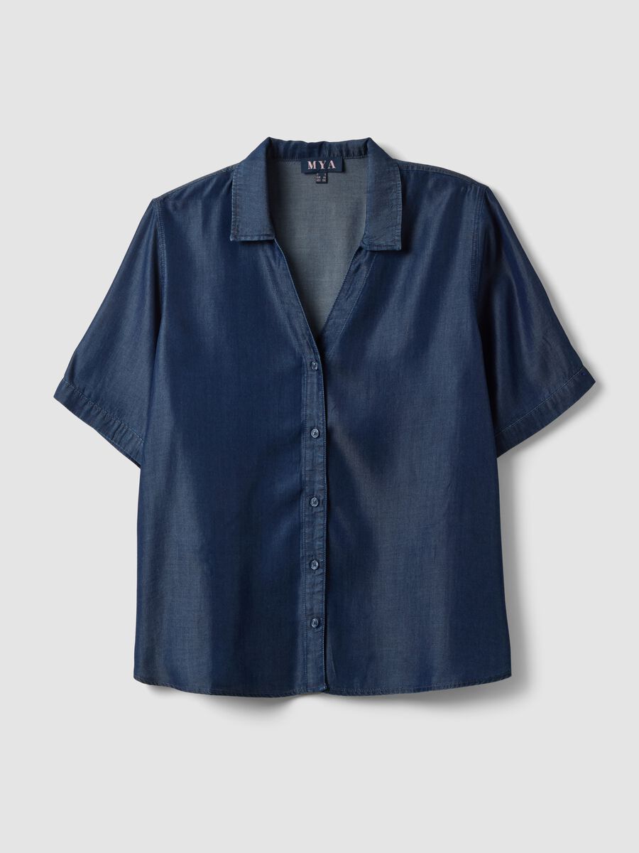 Blue pure lyocell short-sleeve shirt, regular fit_4