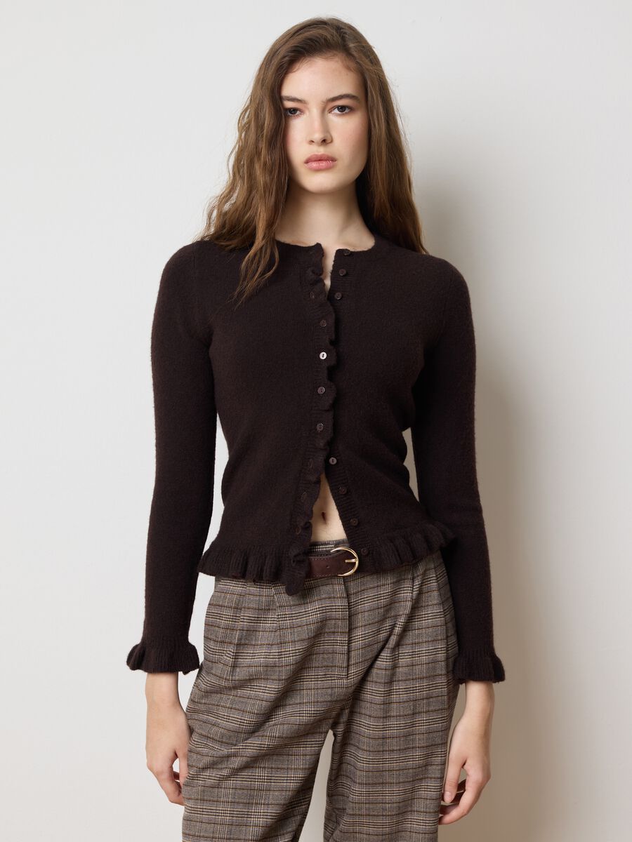 Brown regular fit cardigan with buttons_1