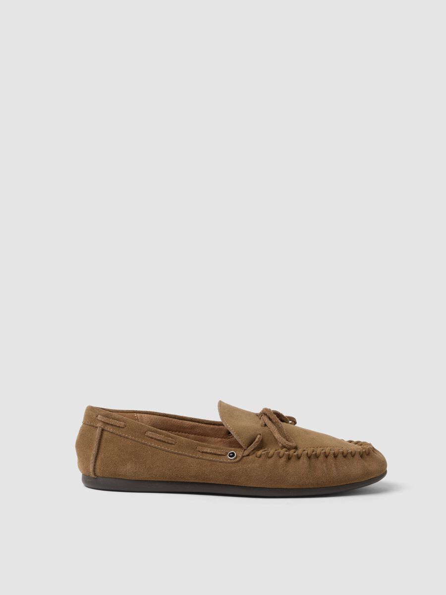 Braune Loafer aus echtem Leder mit Schleife_0