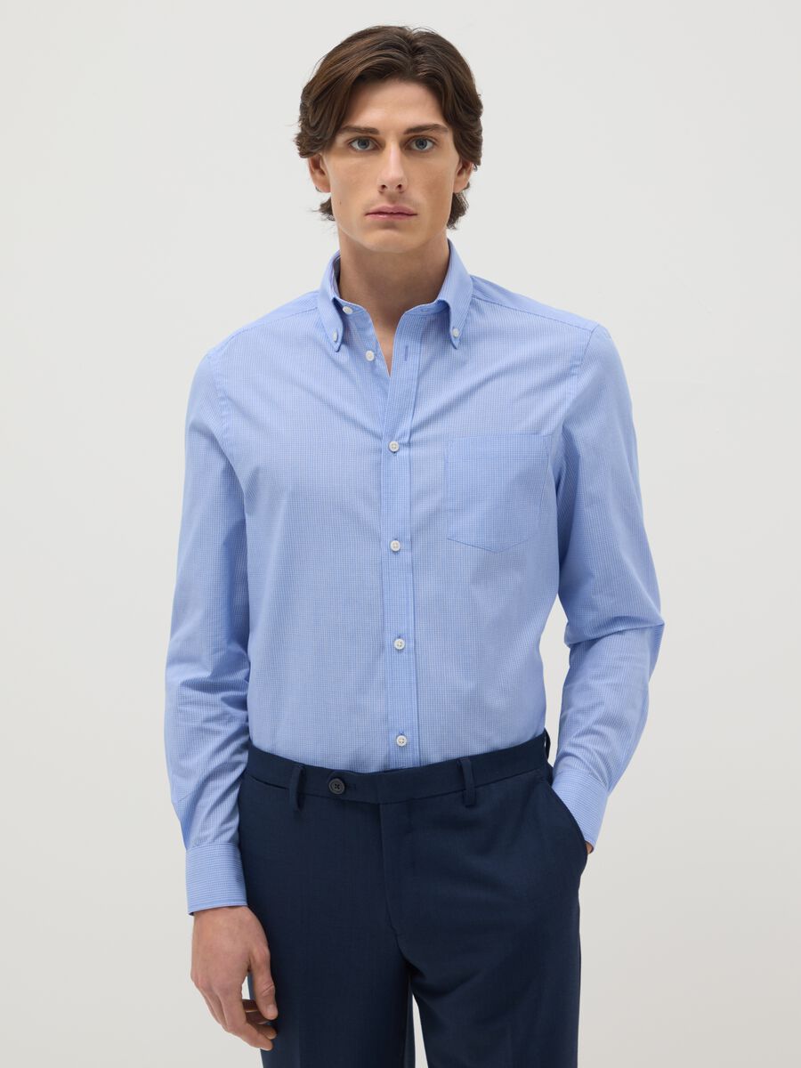 Multicolour striped, regular fit, easy iron cotton blend shirt_0