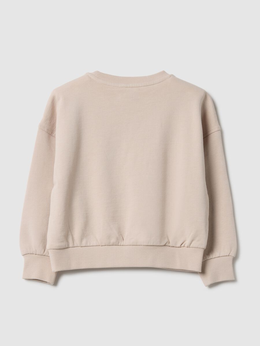 Beige pure cotton sweatshirt regular fit with print for girls_1