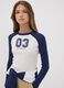 Blue stretch cotton T-shirt with contrast sleeves for girls_1
