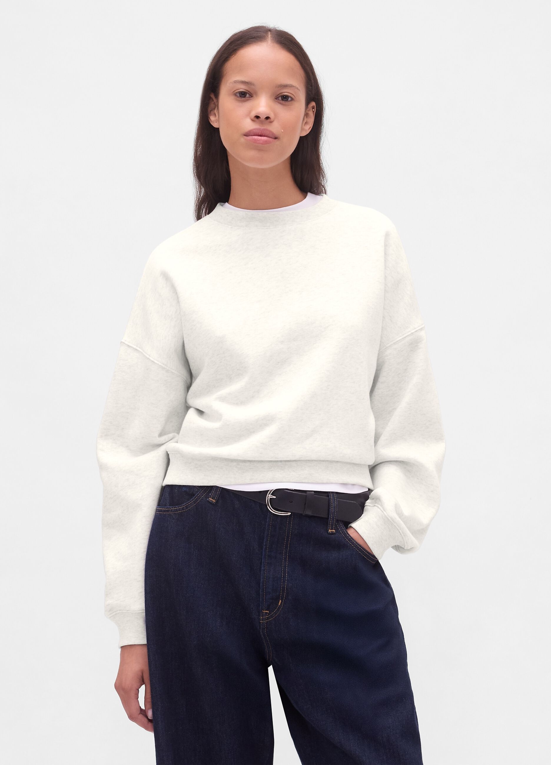 White cotton blend sweatshirt