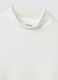 T-shirt bianca in puro cotone con collo rialzato strutturato_1