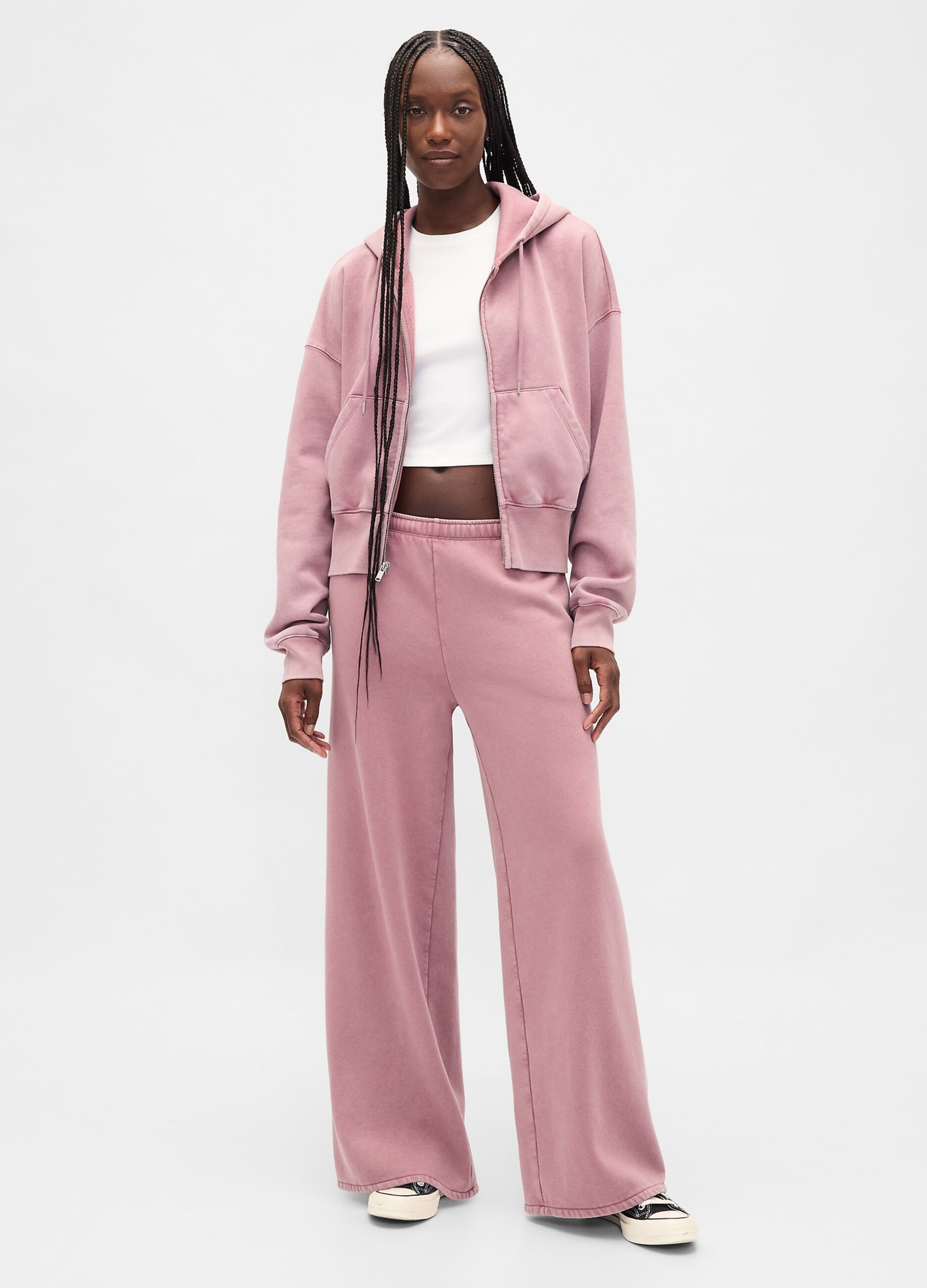 Women's Pink Trousers in Cotton and Polyester Blend