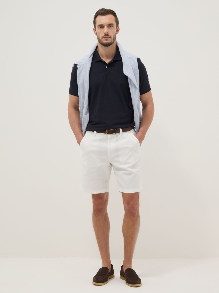 Black regular fit stretch cotton-blend polo_2