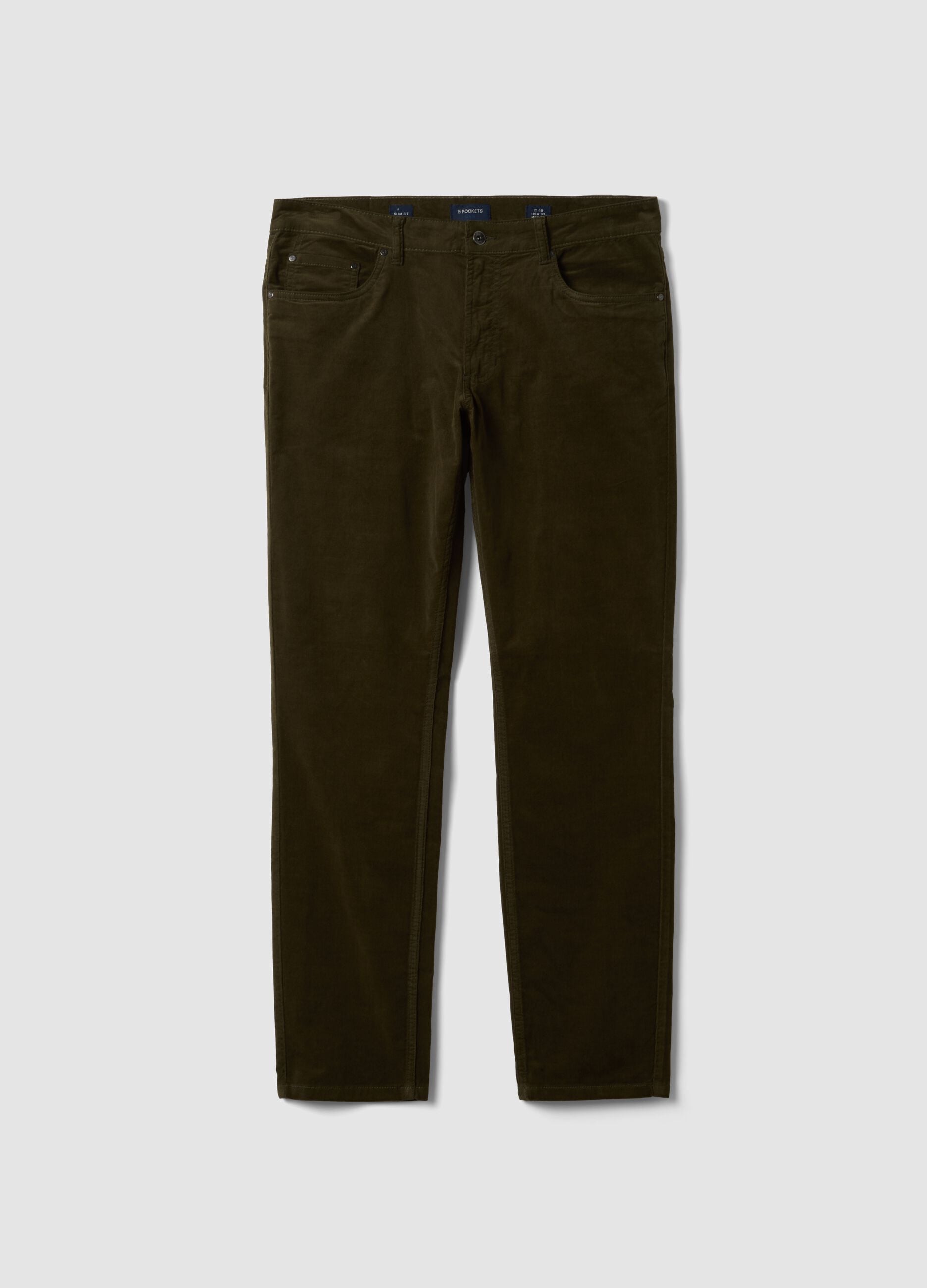 Gr&uuml;ne Slim-Fit-Cordhose aus Stretch-Baumwolle