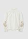 Girl's white cotton blend regular fit top with embroidery_3