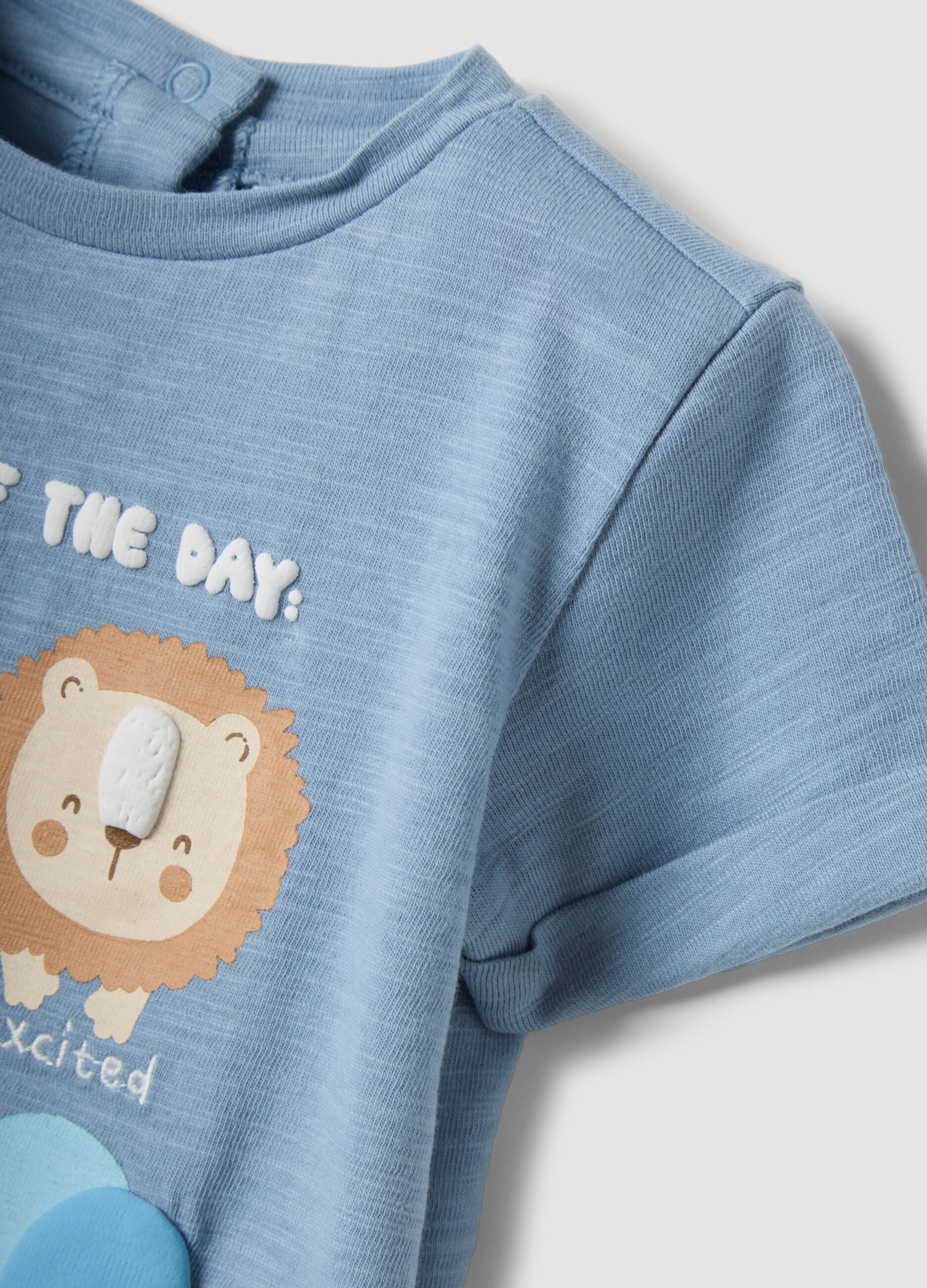 Blue short-sleeve organic cotton T-shirt