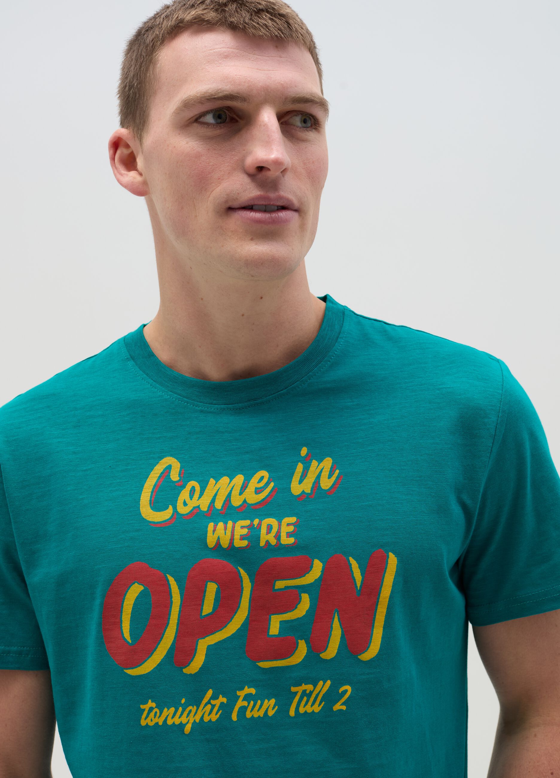 Cotton T-shirt with lettering print