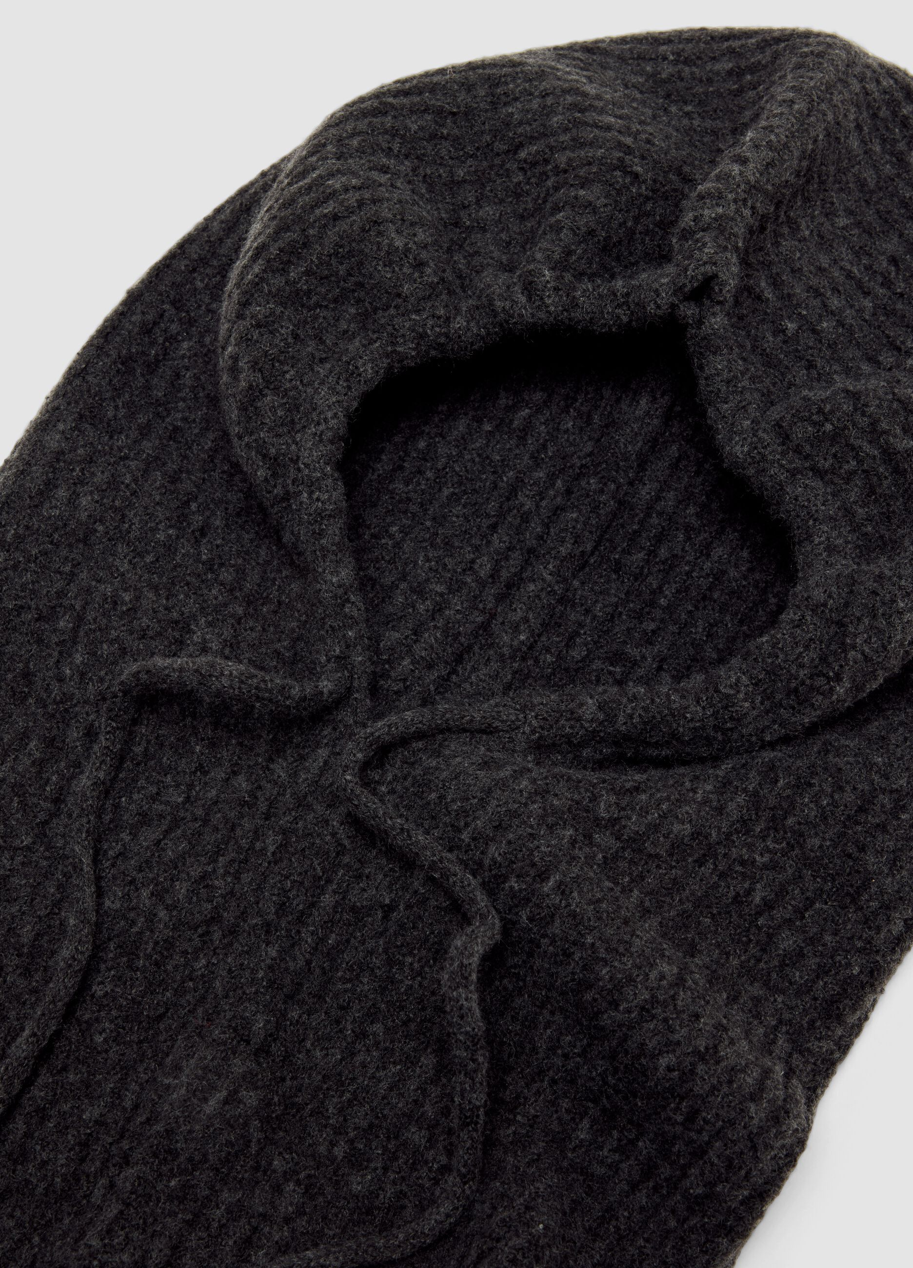 Grey stretch wool jersey-knit balaclava