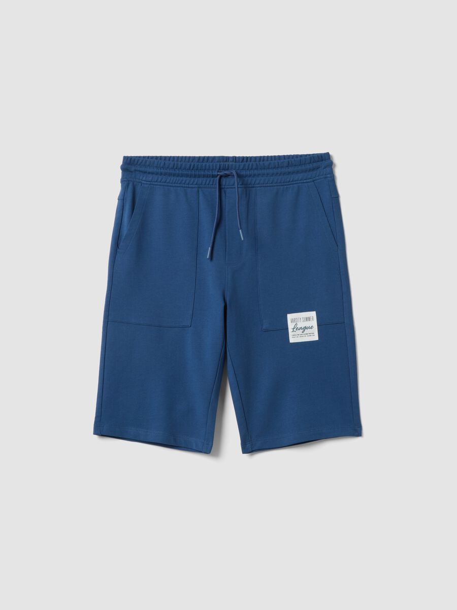 Boys' Regular Fit Blue Pure Cotton Shorts_0