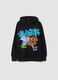 Sweatshirt com capuz preta em mistura de algod&atilde;o com estampado graffiti Los Angeles_0