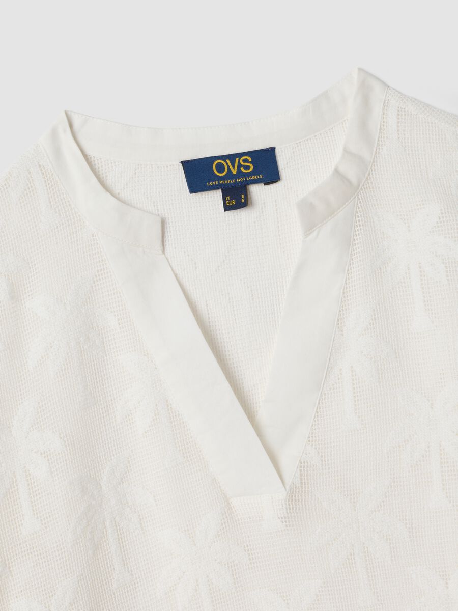 Caftan blanc en coton m&eacute;lang&eacute;_1
