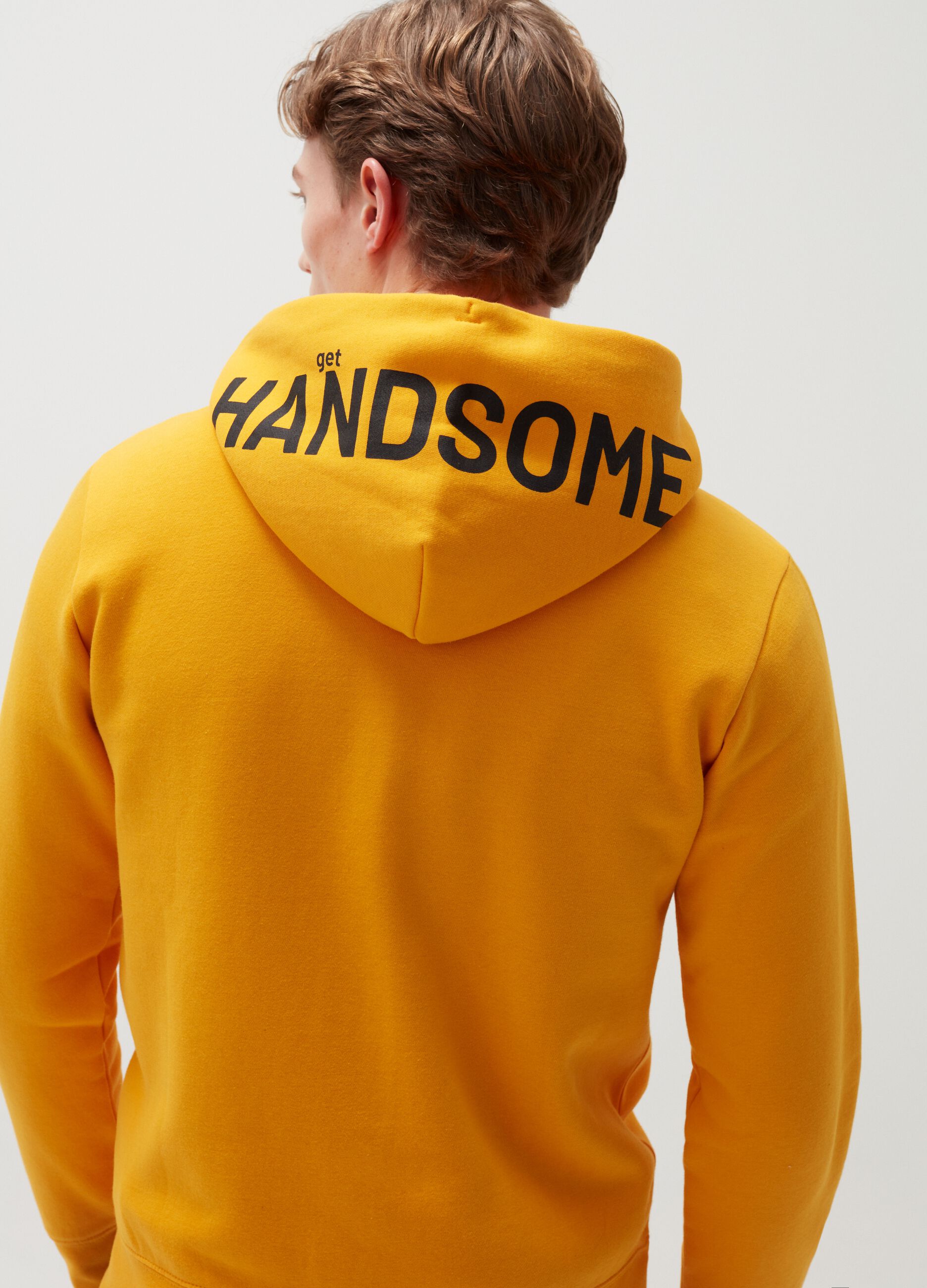 Full-zip fleece hoodie with print