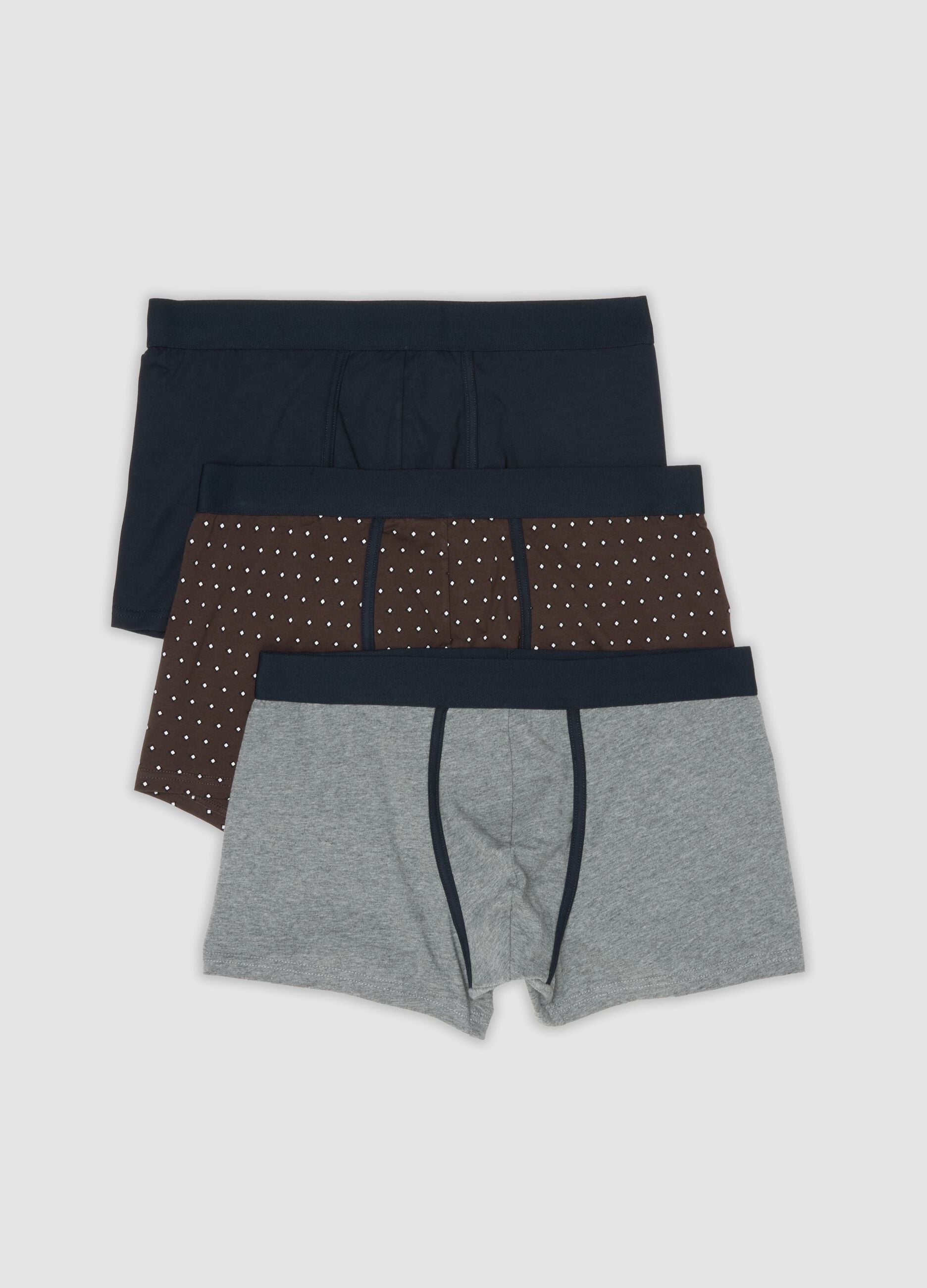 3er-Pack braune Boxer aus elastischer Bio-Baumwolle mit Punkten
