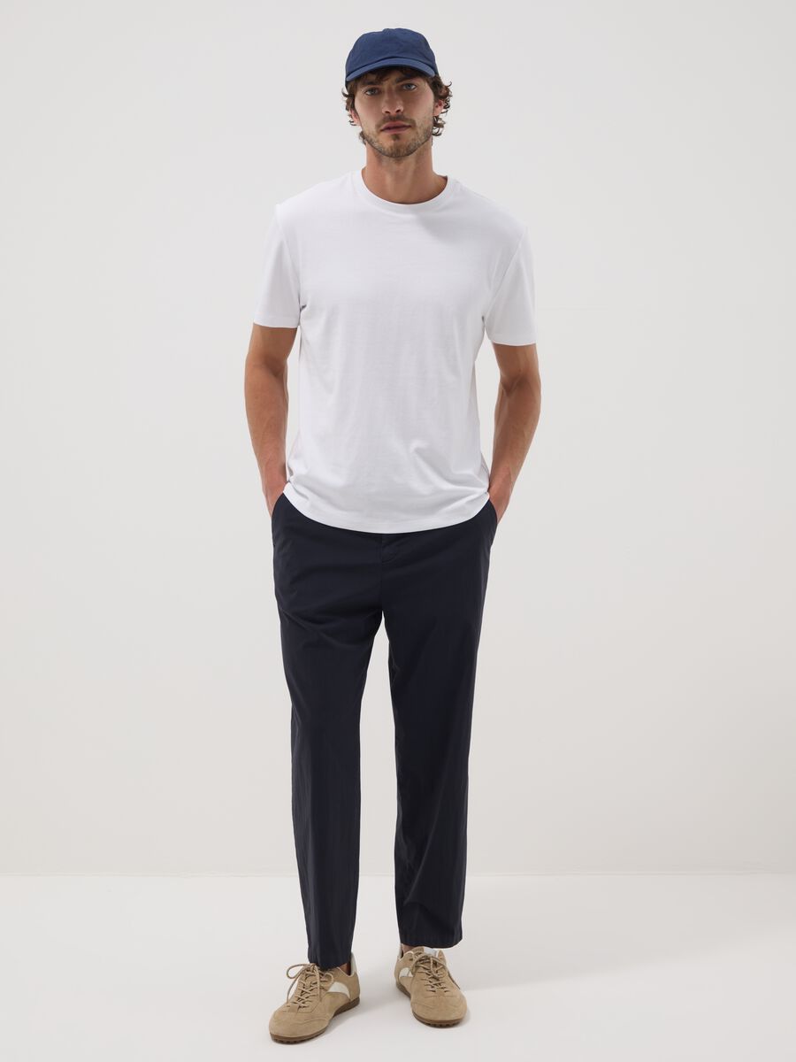 Blue stretch cotton chino trousers_0