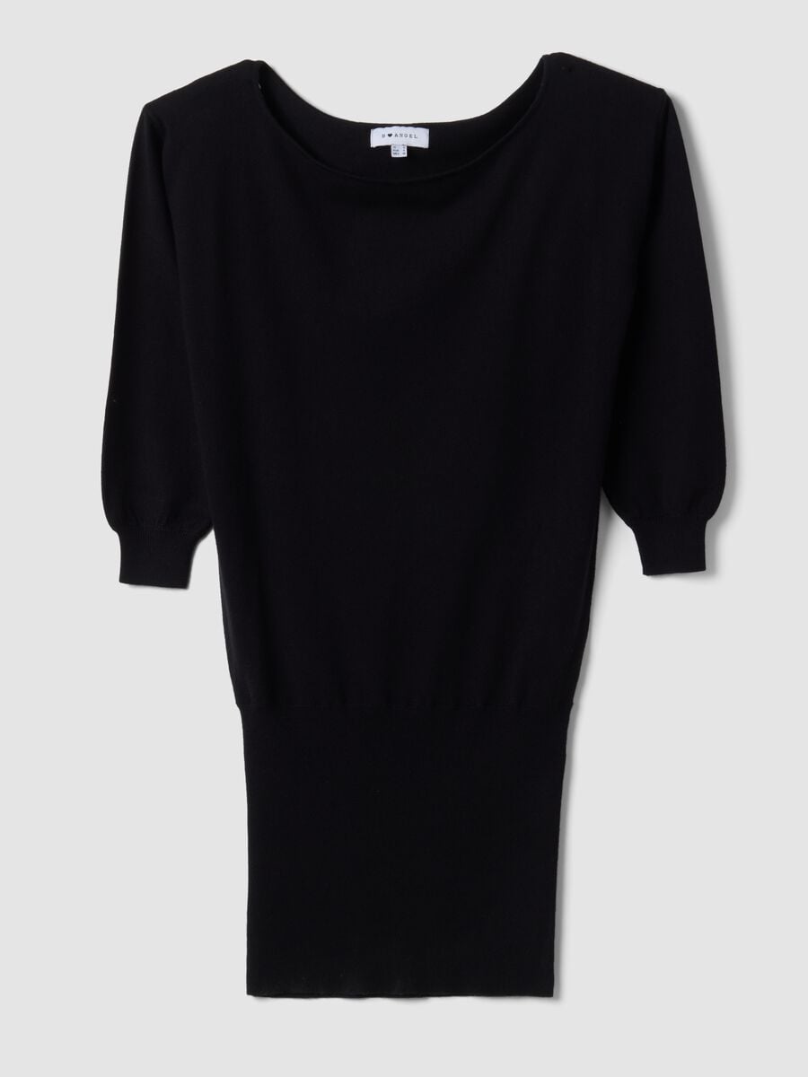 Black viscose-blend dress with bateau neckline_4