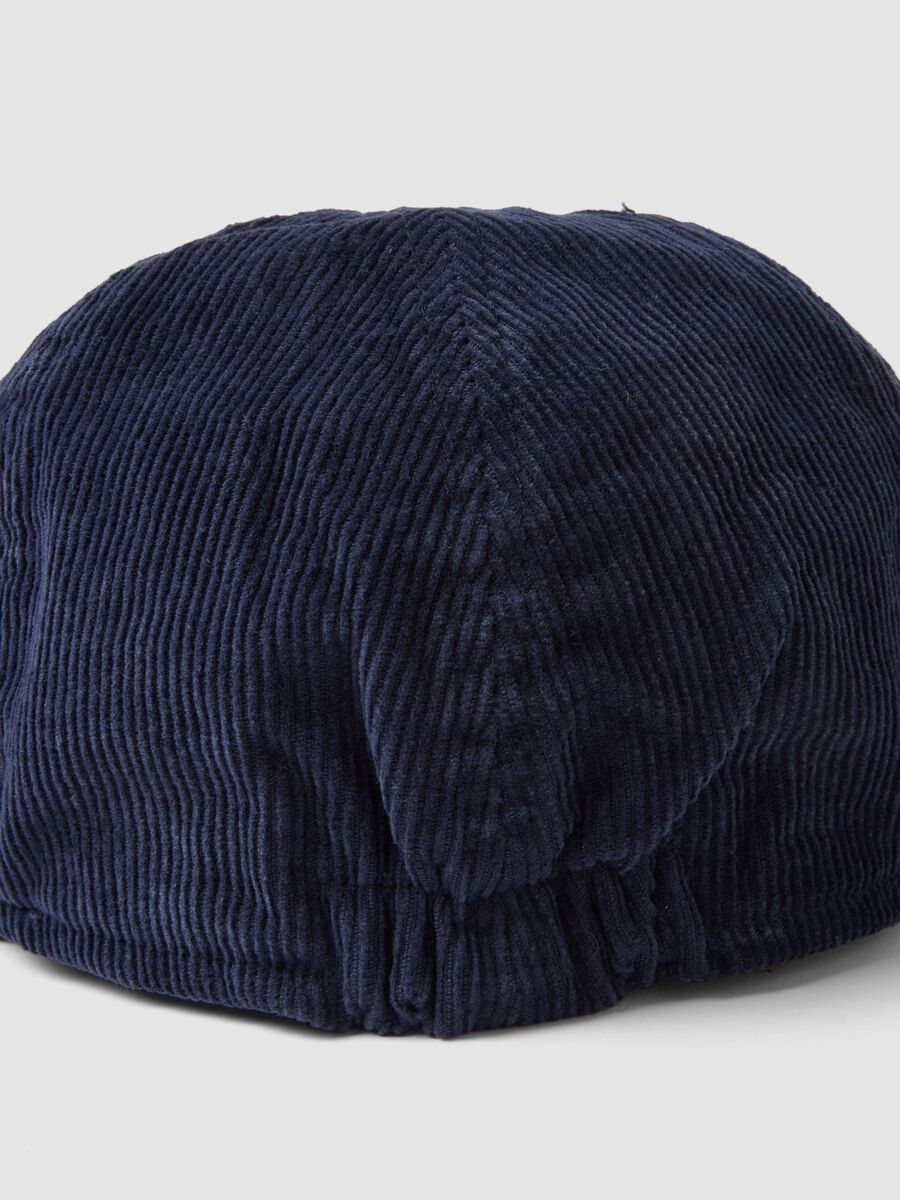 Coppola blu navy in puro cotone a costine_2