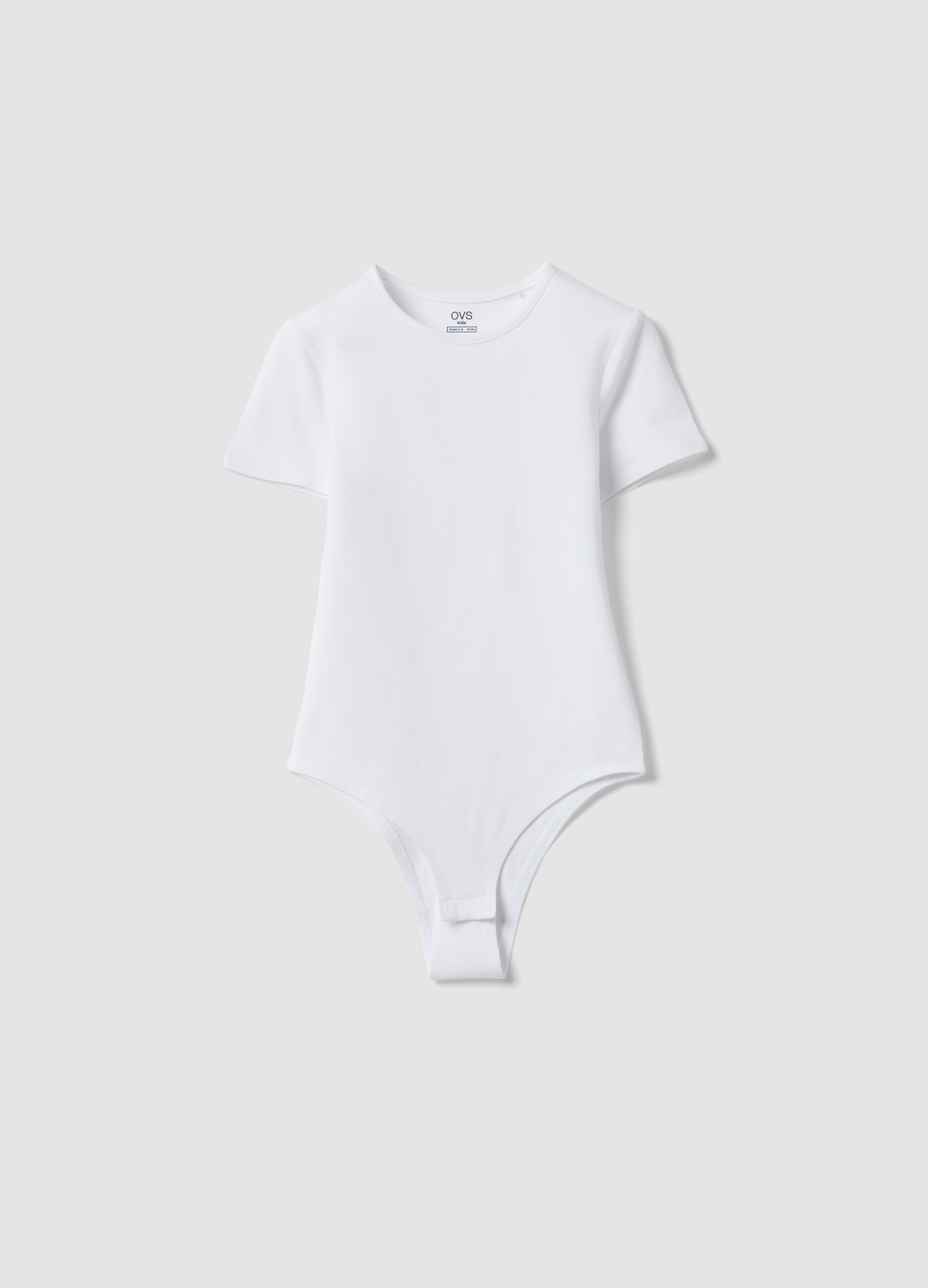 Girl's fitted white stretch cotton bodysuit