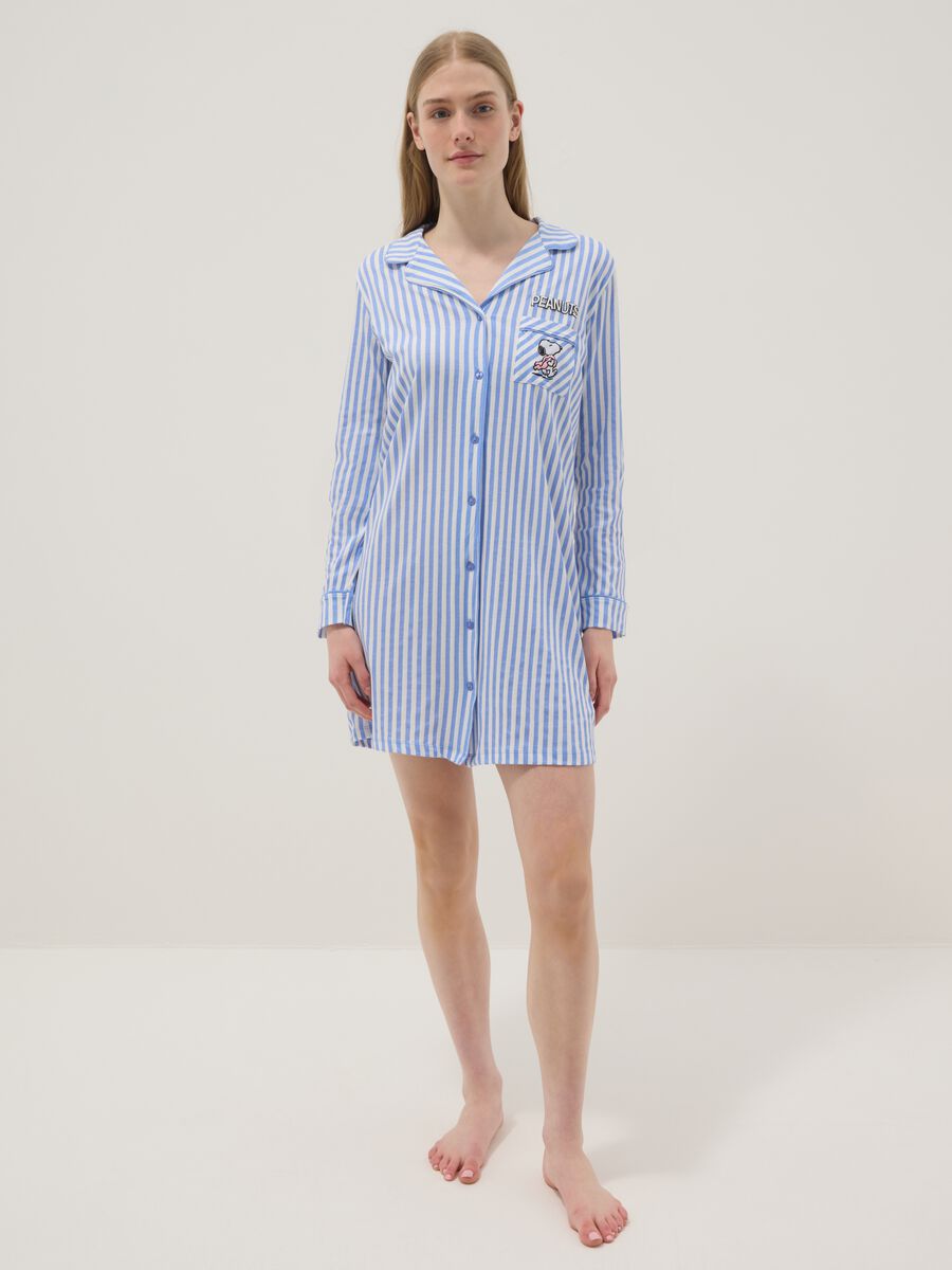 Oversized multicolor striped pure cotton shirt Peanuts_0