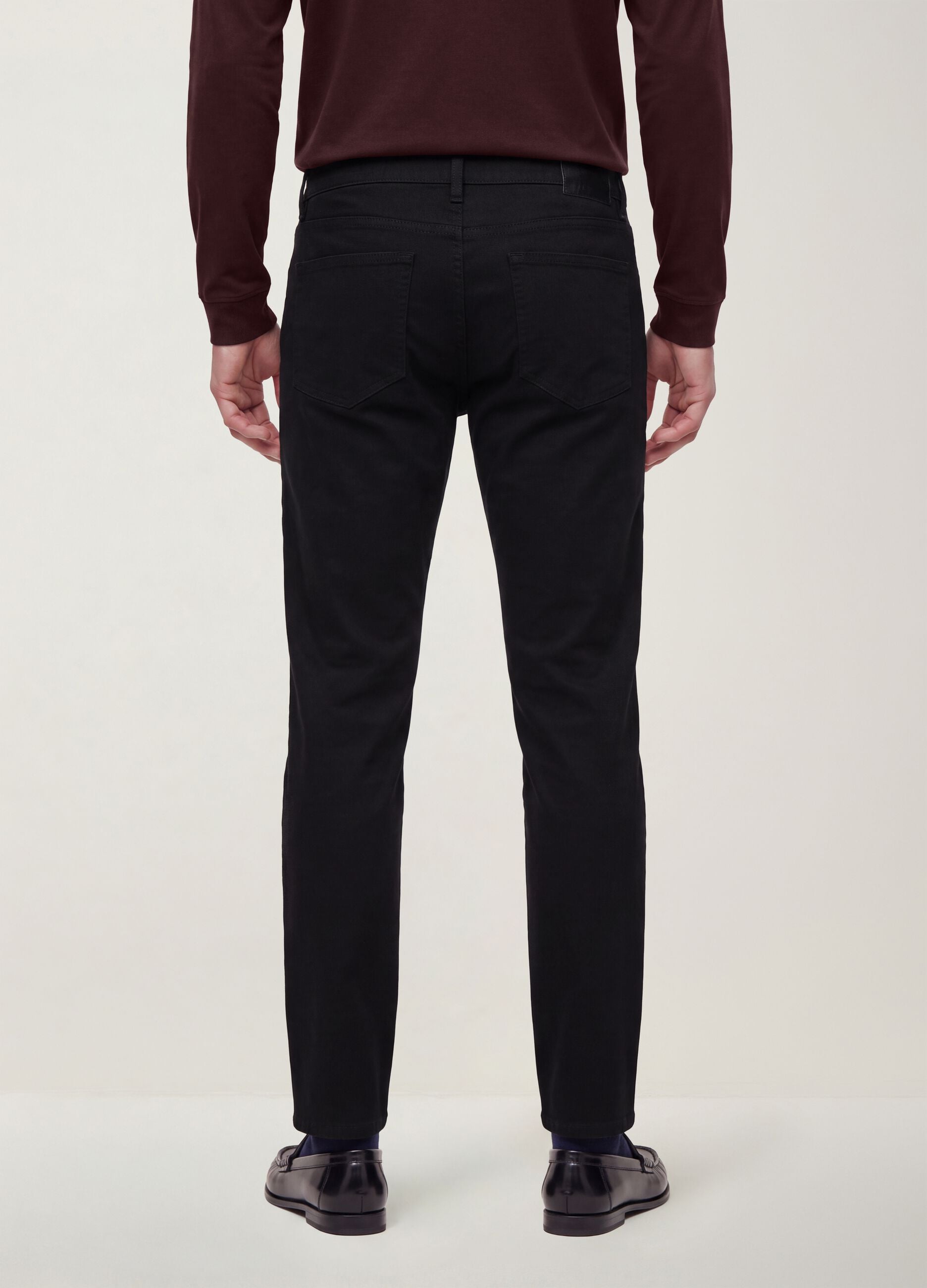 Black pure cotton five-pocket trousers