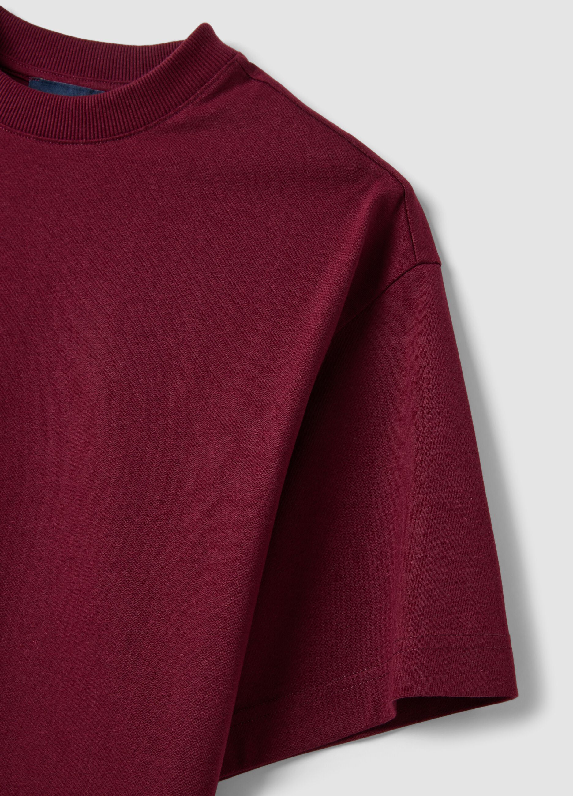 Rotes Jersey-T-Shirt aus Baumwollmischung mit Rundhalsausschnitt, Regular Fit