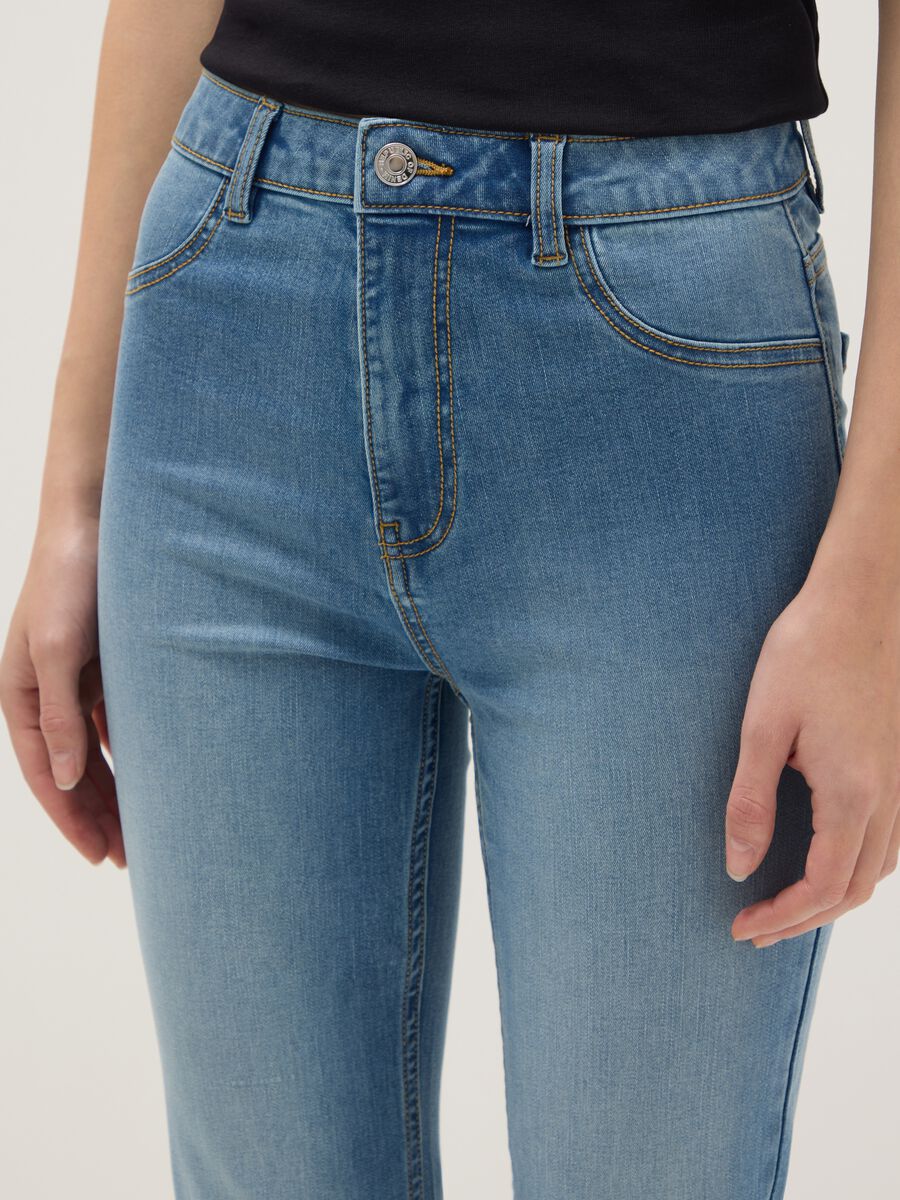 Vaqueros Flare de Mezcla de Algod&oacute;n Azul_3