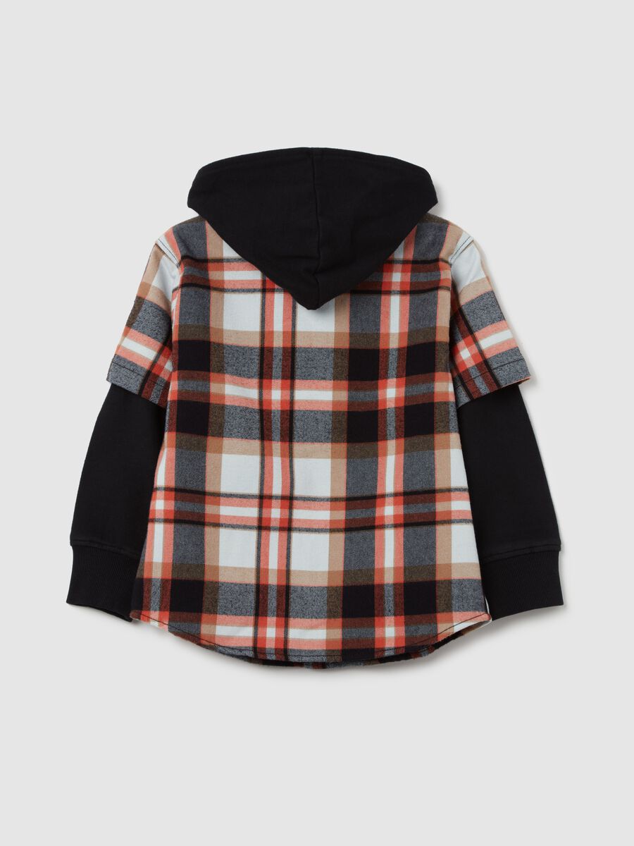 Check shirt with plush hood_1
