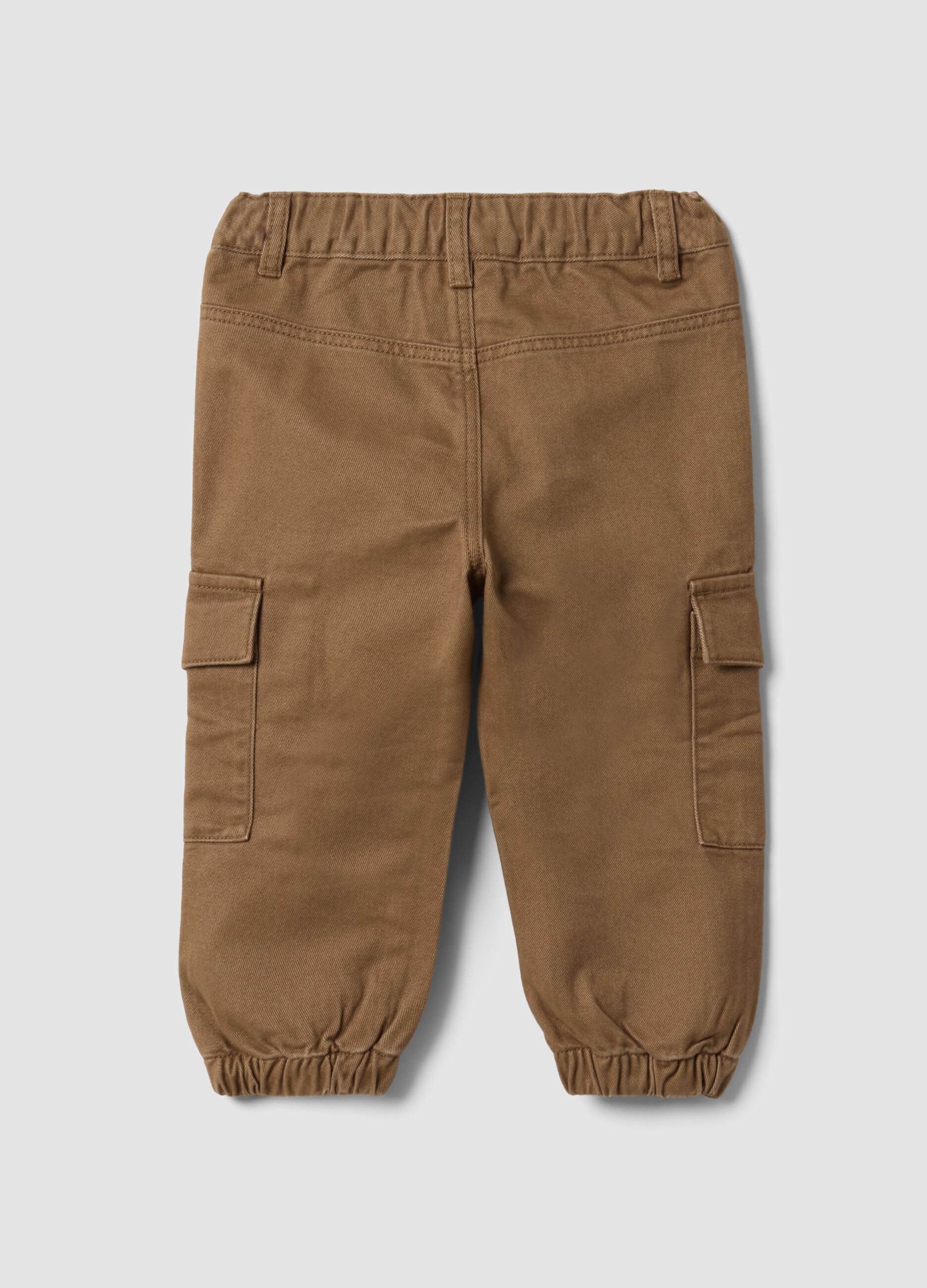 Pantaloni cargo marroni in puro cotone per bimbo