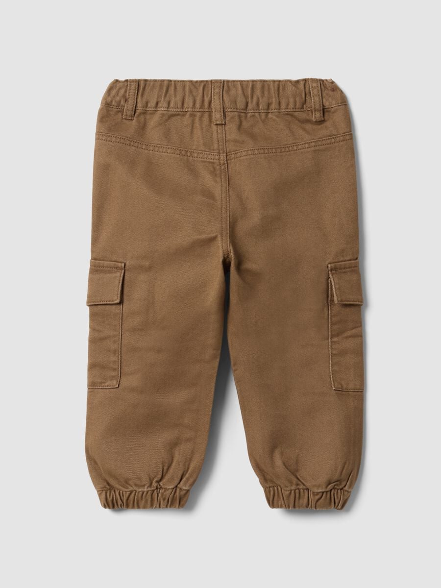 Pantaloni cargo marroni in puro cotone per bimbo_1
