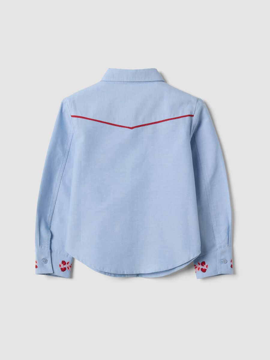 Light blue pure cotton shirt with floral embroidery_2