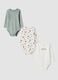 3-pack of crew-neck bodysuits in ivory white and sage green, 100% organic cotton_0