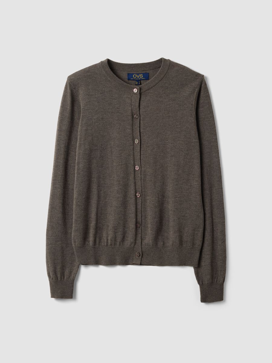 Grey wool-blend crew-neck cardigan_4