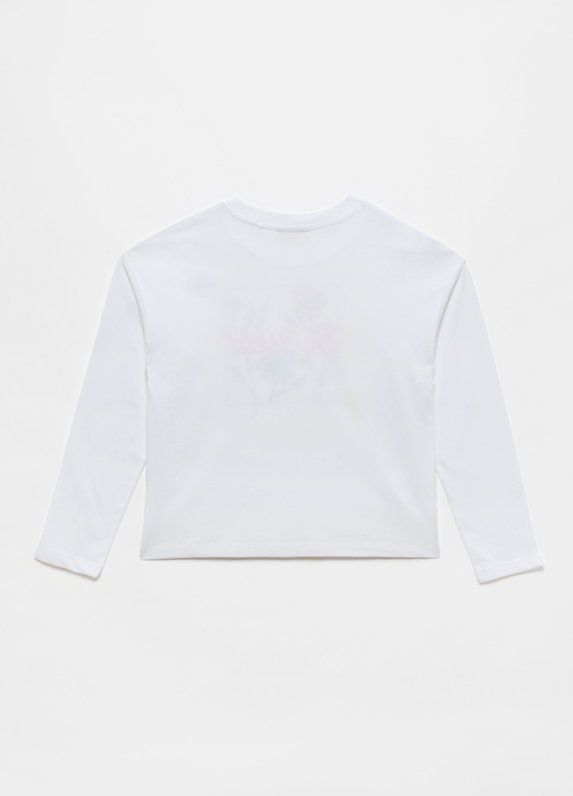 Camiseta corta de algodón estampado flores