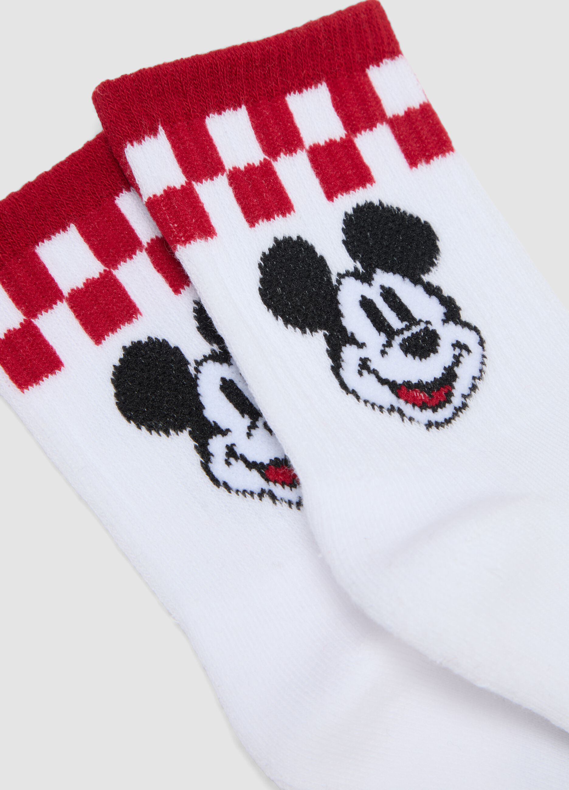 2-pack of grey and white short socks in stretch organic cotton with Mickey print