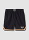 Regular fit black sports shorts with white and orange details_4