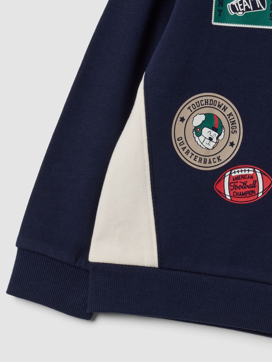 Conjunto de ch&aacute;ndal azul de algod&oacute;n puro con apliques deportivos para beb&eacute; ni&ntilde;o_2