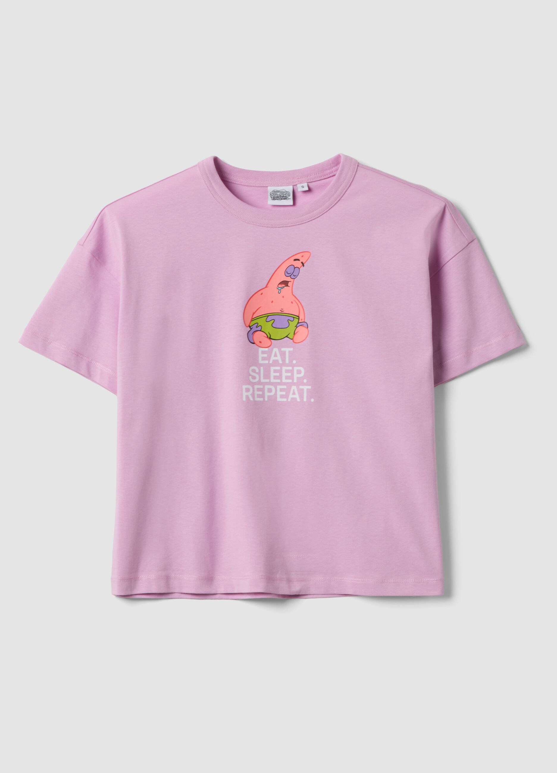 T-shirt rosa de algod&atilde;o puro regular fit com estampado Patrick Star