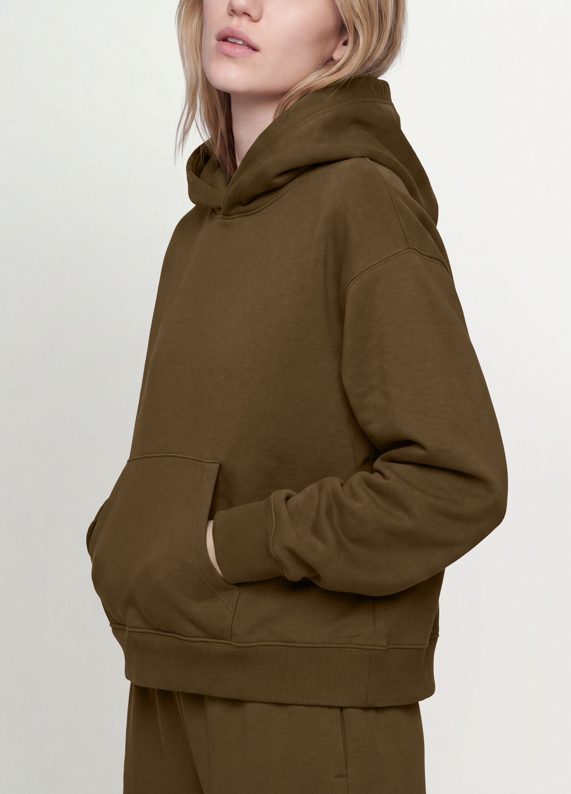 Green cotton-blend hoodie in a regular fit