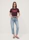 T-shirt rossa in puro cotone con scritta frontale regular fit_1