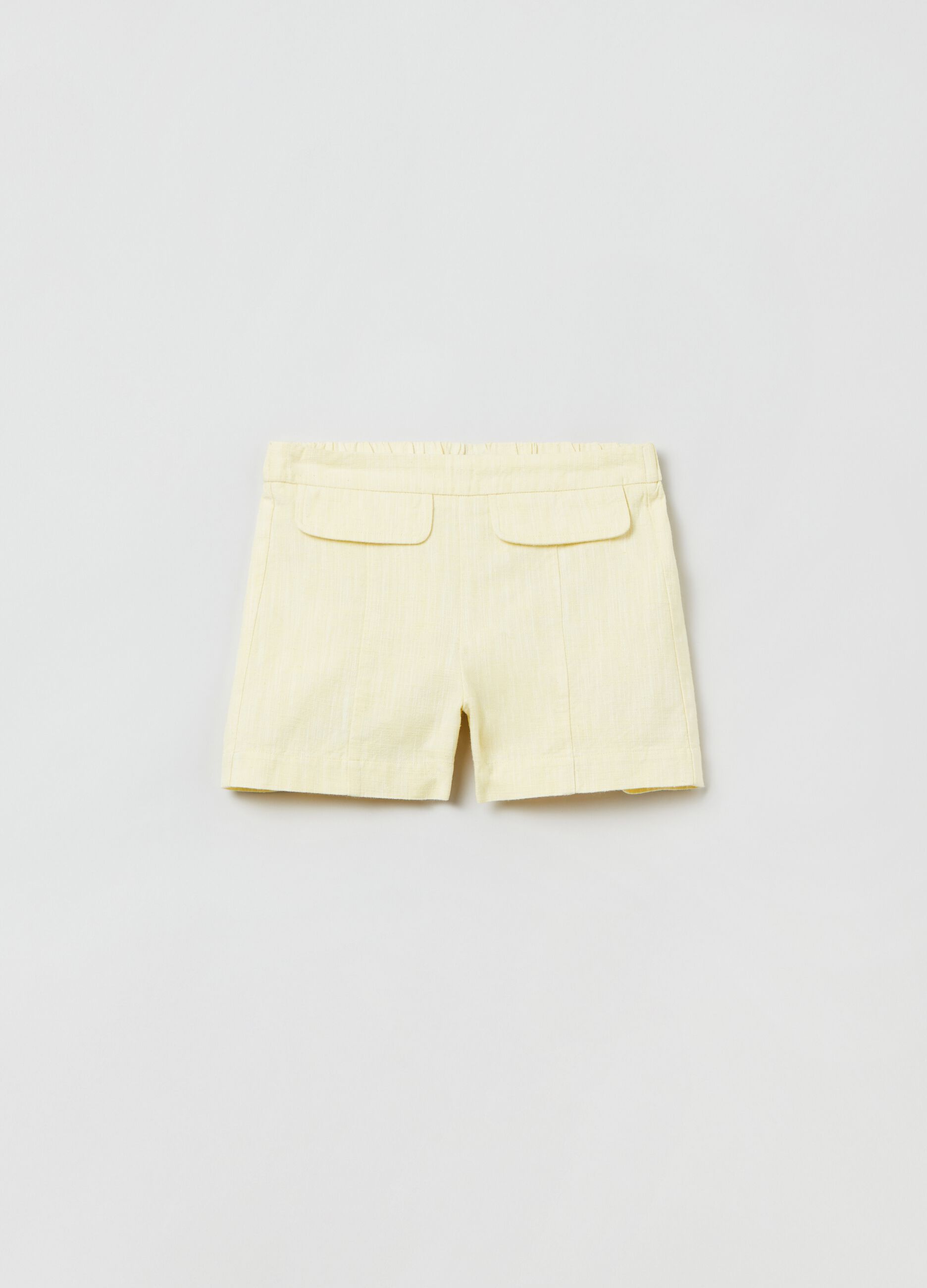 Shorts de sarga de algodón color liso