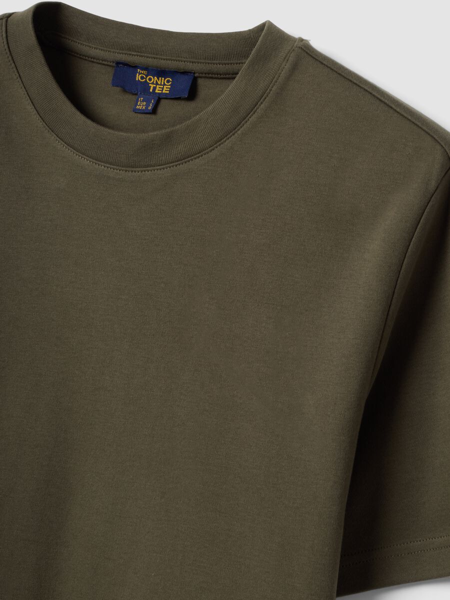 Gr&uuml;nes Regular-Fit T-Shirt aus reiner Baumwolle mit kurzen &Auml;rmeln_2