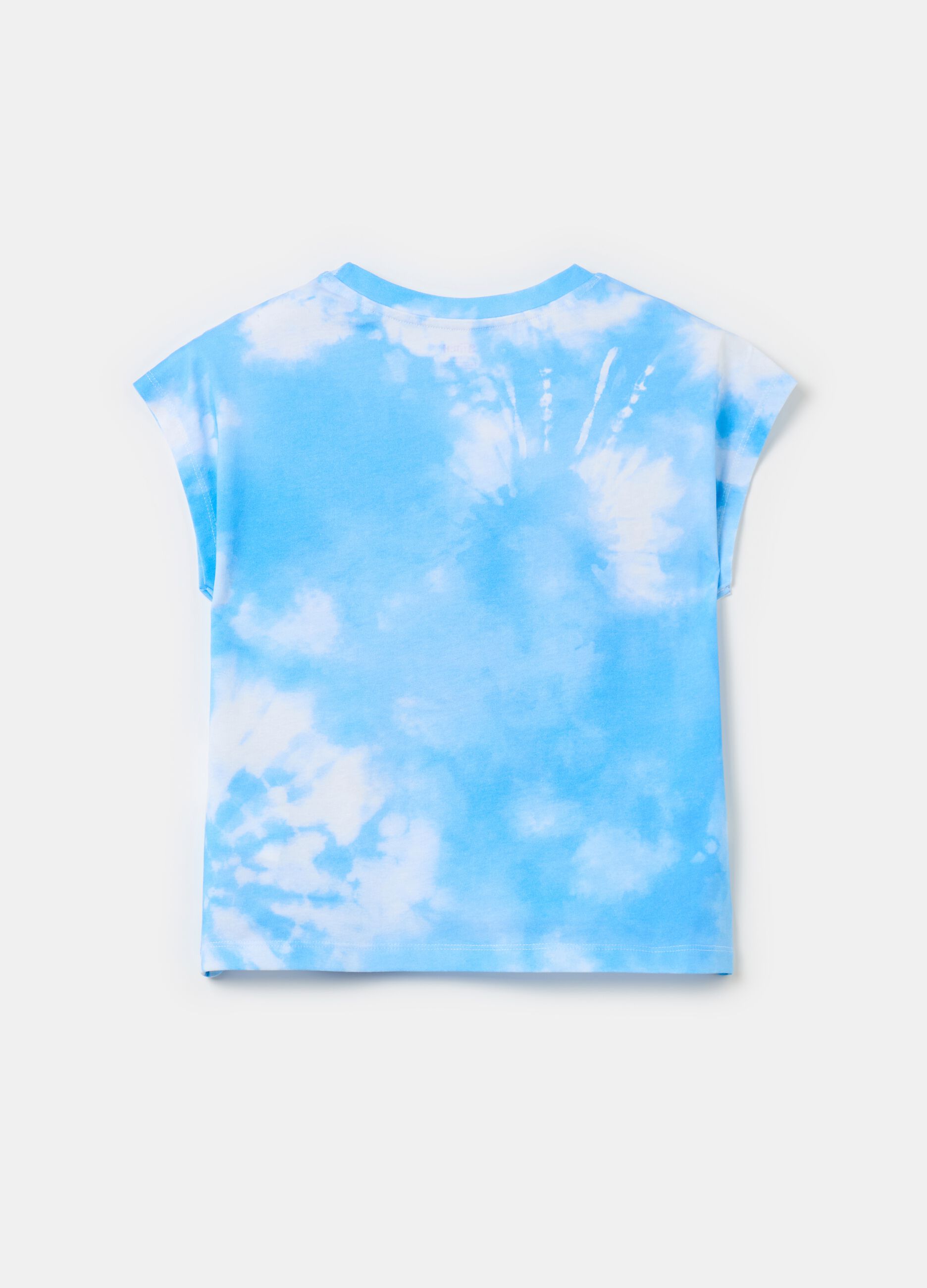 Tie-dye cotton T-shirt with Stitch print