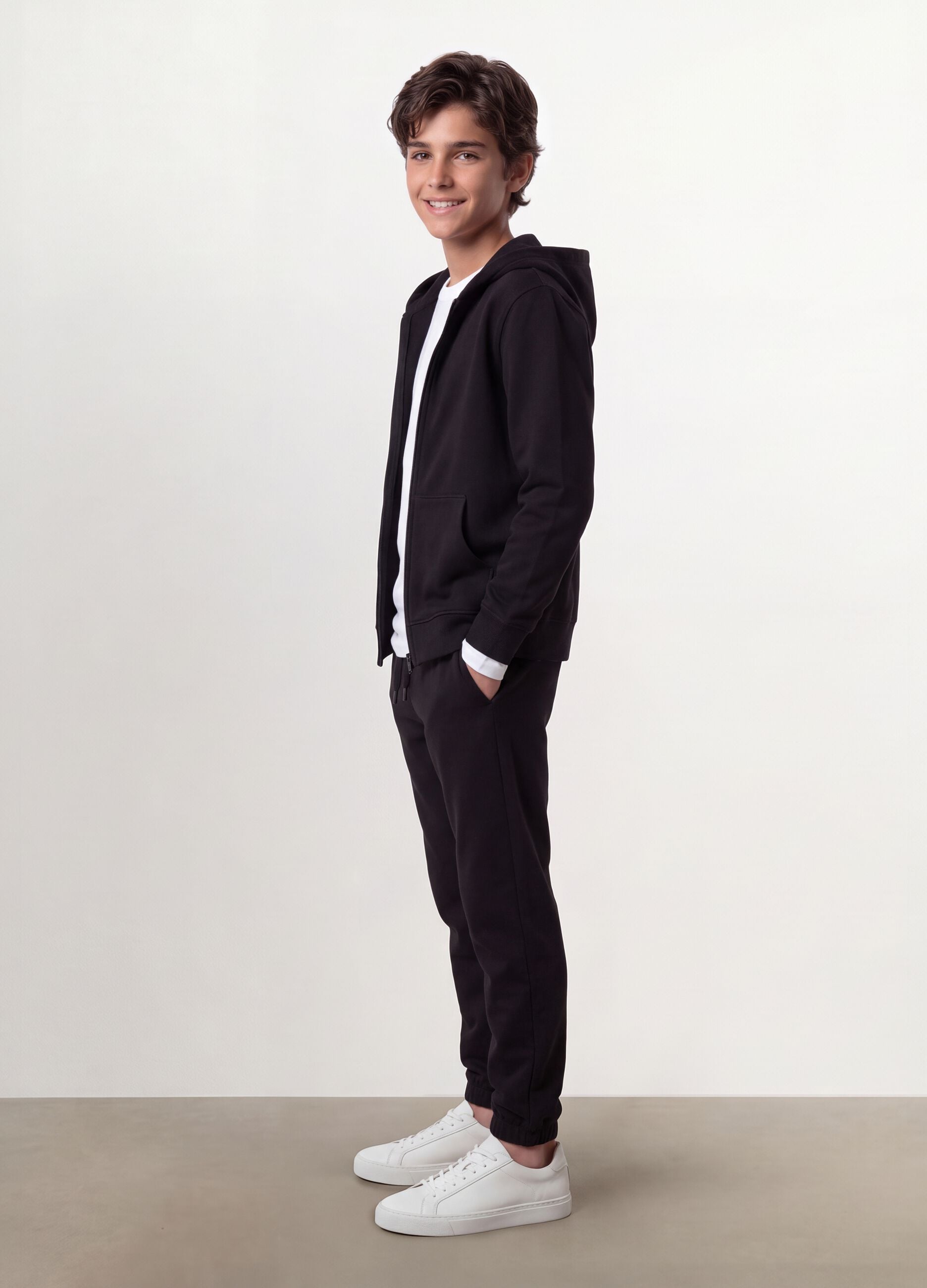 Black pure organic cotton joggers with drawstring for boys