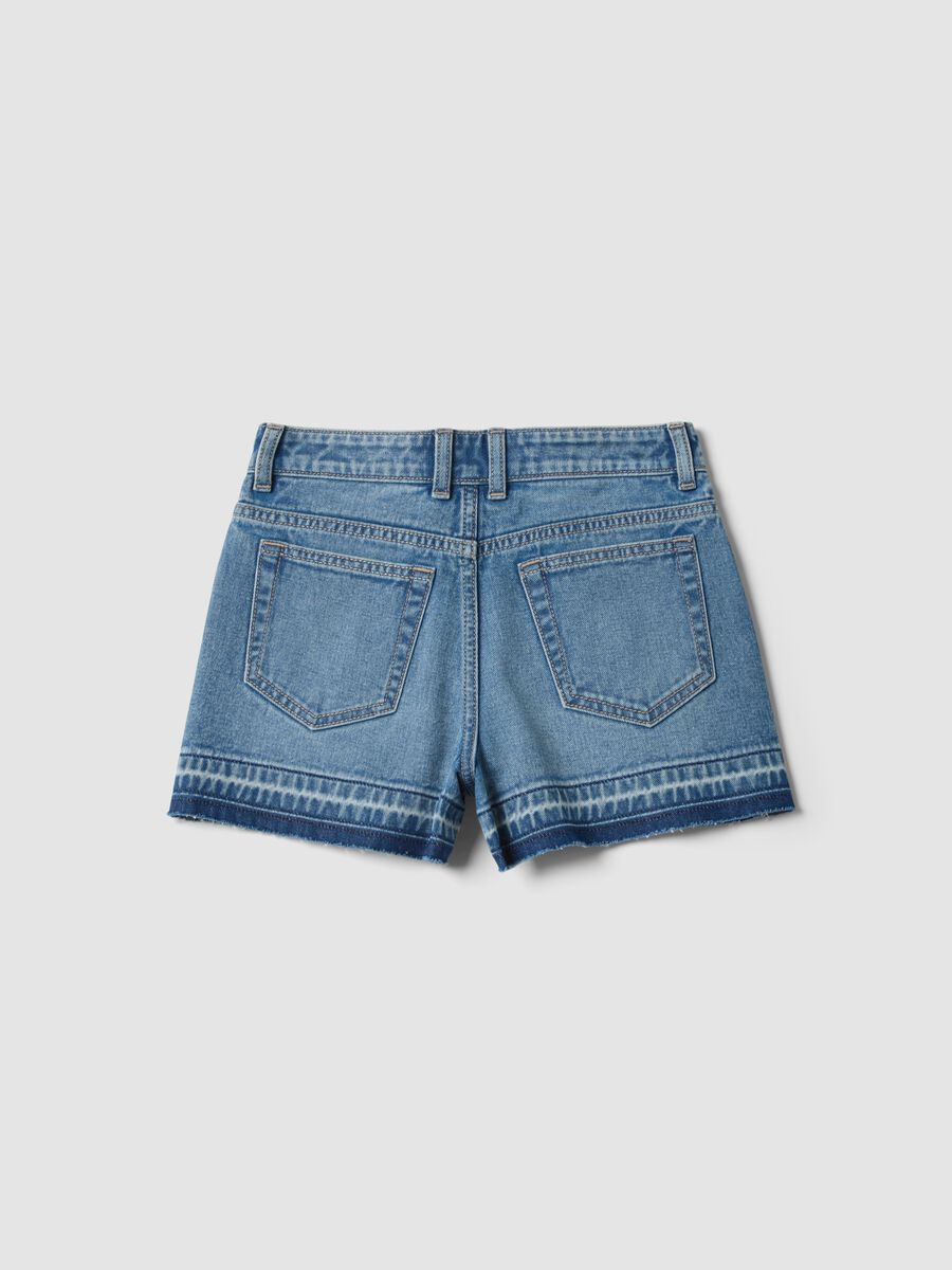 Blue pure cotton denim shorts for girls, straight fit_1