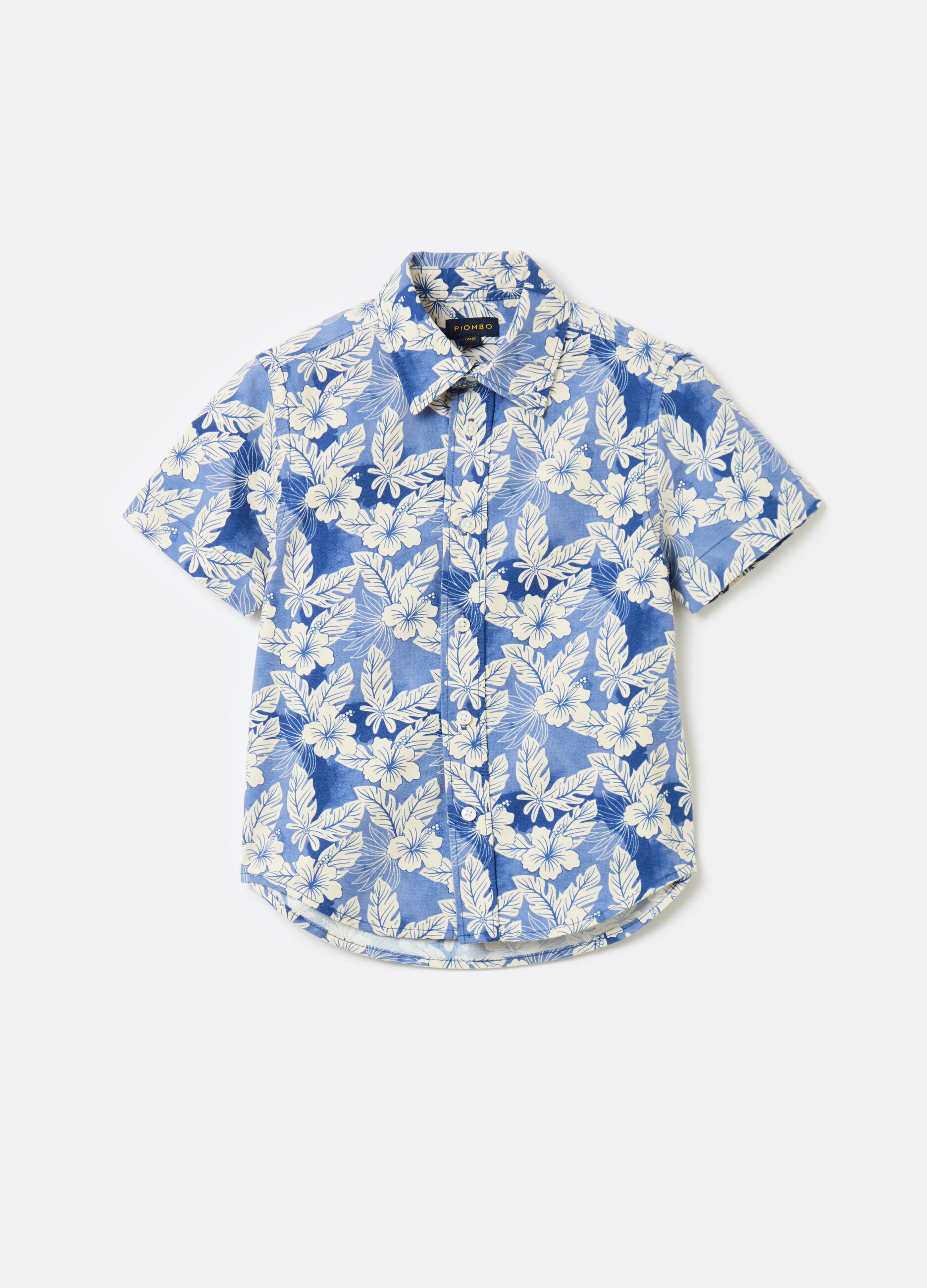 Camisa de manga corta con estampado hawaiano