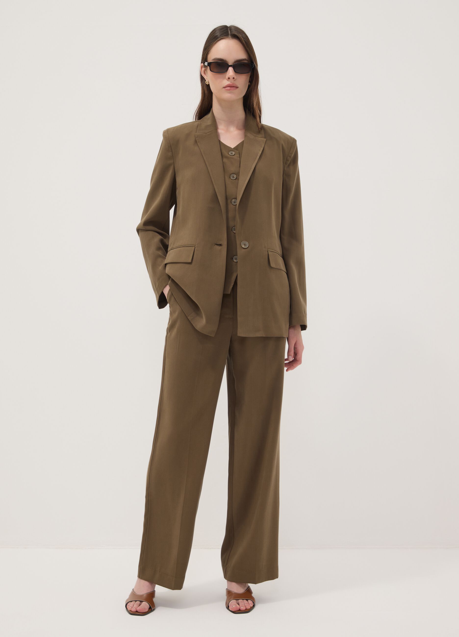 Green regular-fit viscose-blend blazer
