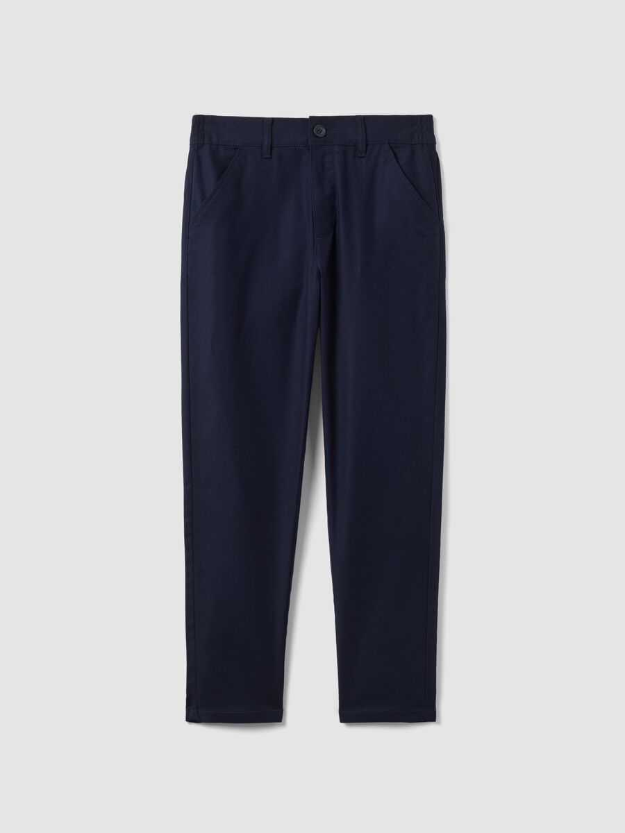 Boys' Stretch Cotton Blue Chino Trousers Regular Fit_3